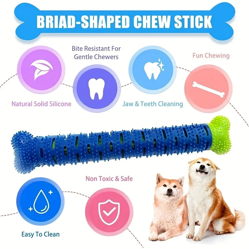 Dog Tooth Cleaning Chew Toy – Rubber Teeth Cleaning Stick for Dental Care, Molar Grinding & Gum Massage