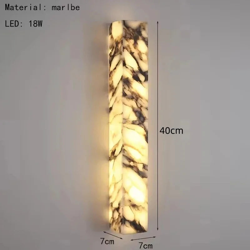 Luxury Natural Marble Wall Lamp Cuboid Style Art Decor Bedroom Wall Light LED Scones for Home Indoor Living room Corridor Stairs