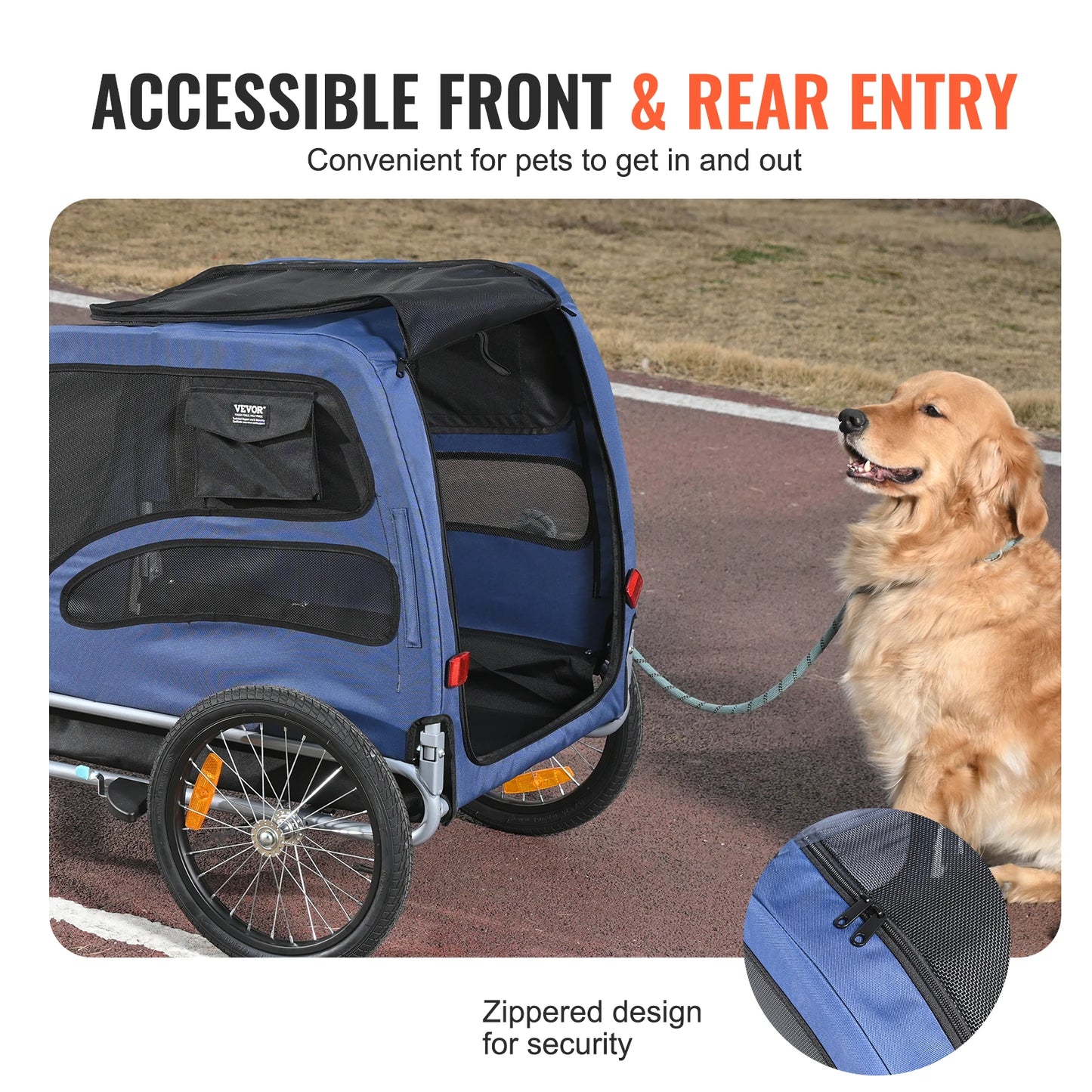 Pet Bicycle Carrier Dog Trailer With Collapsible Design
