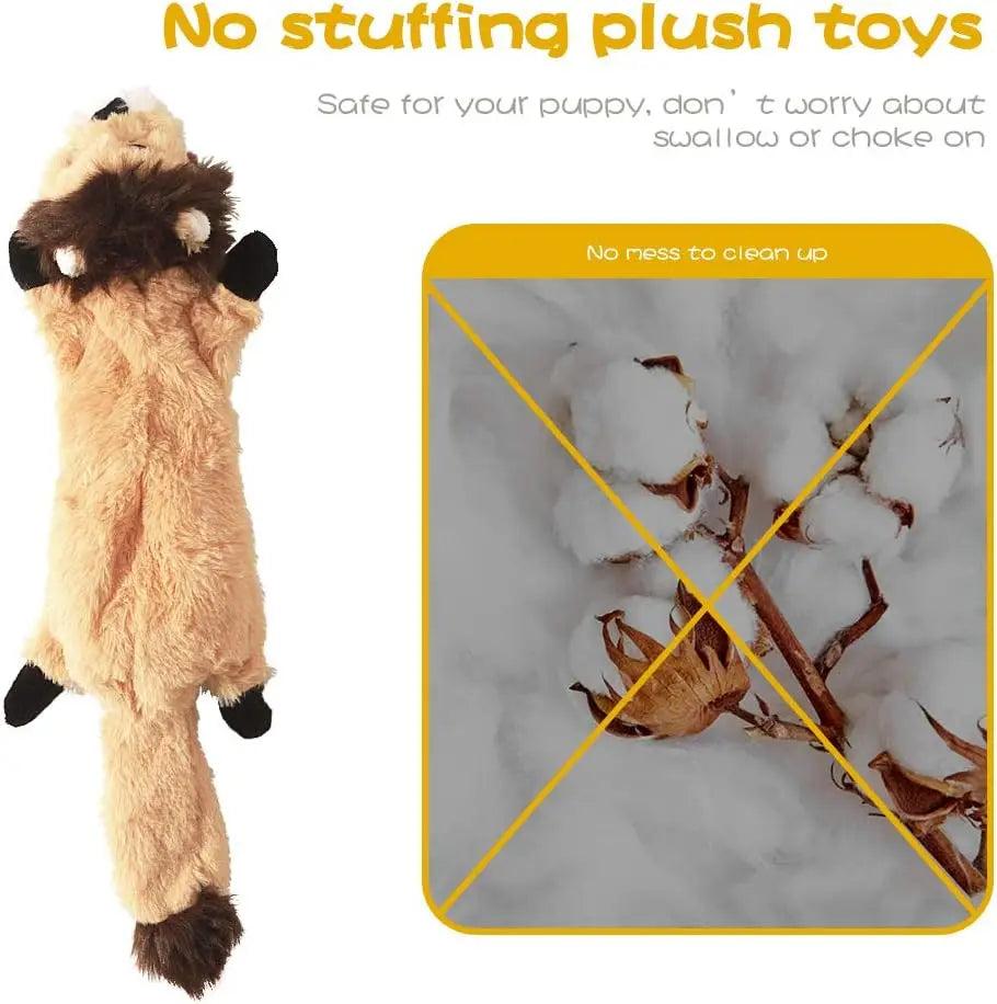 Durable Squeaky Dog Chew Toys for All Breeds, No Stuffing Plush Bundle for Teething and Play