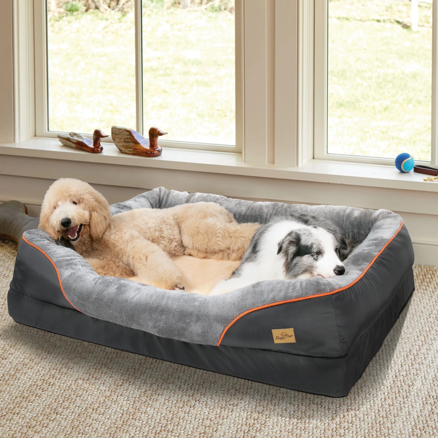 BINGOPAWCN Allergy Safe Dog Bed With Removable Washable Cover Waterproof