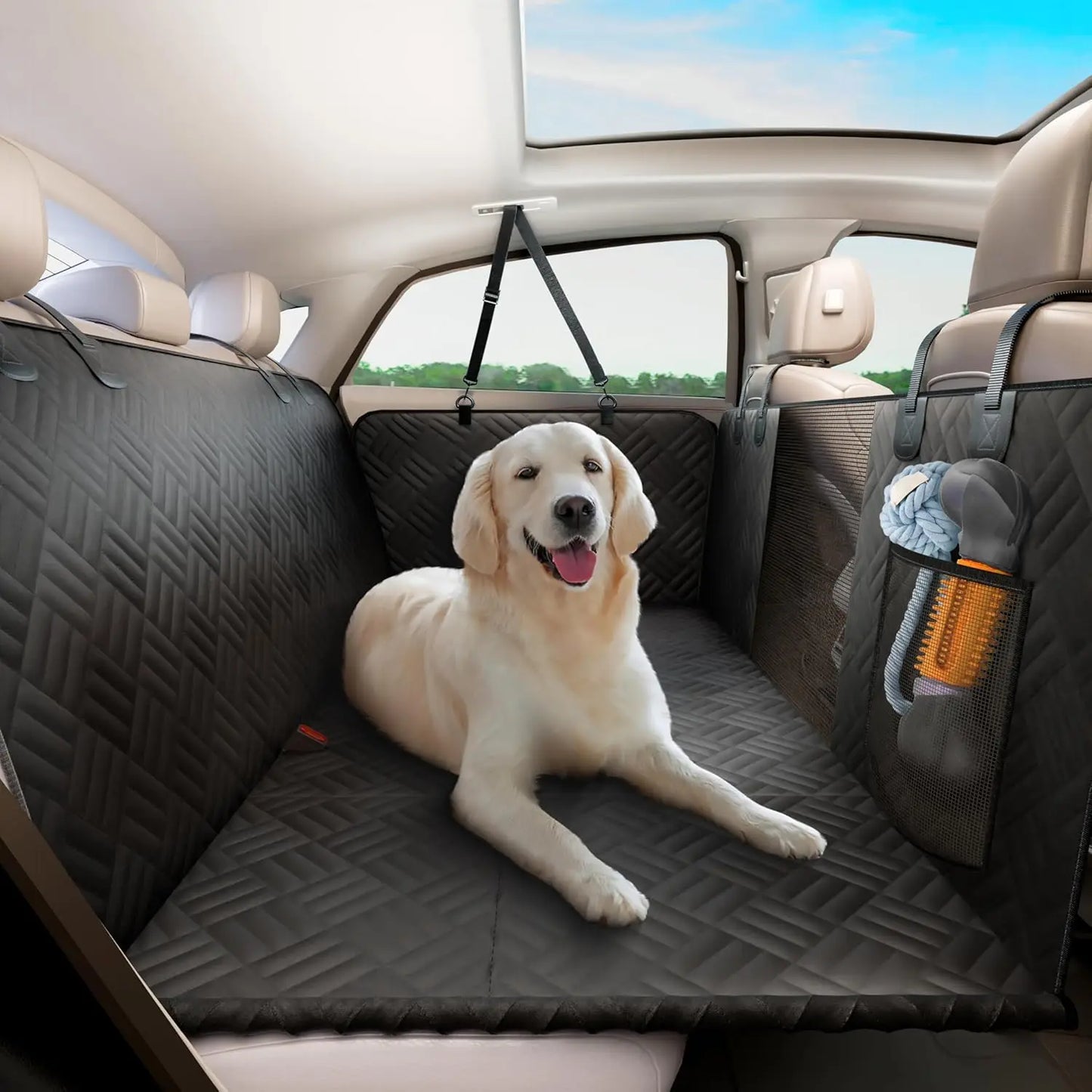 NONECN Car Rear Seat Dog Hammock Cover With Extender