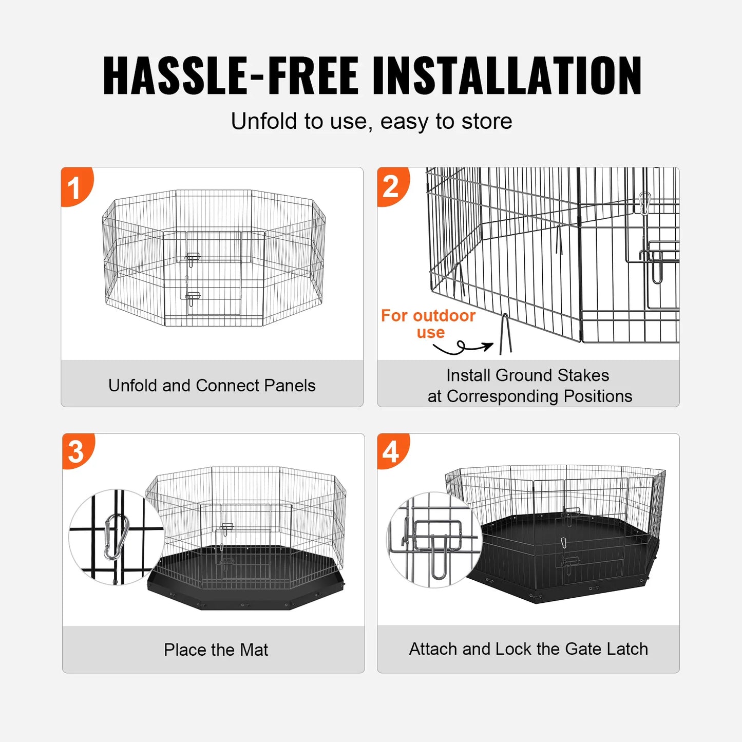 NONED 8-Panel Foldable Metal Dog Playpen With Pad Cover