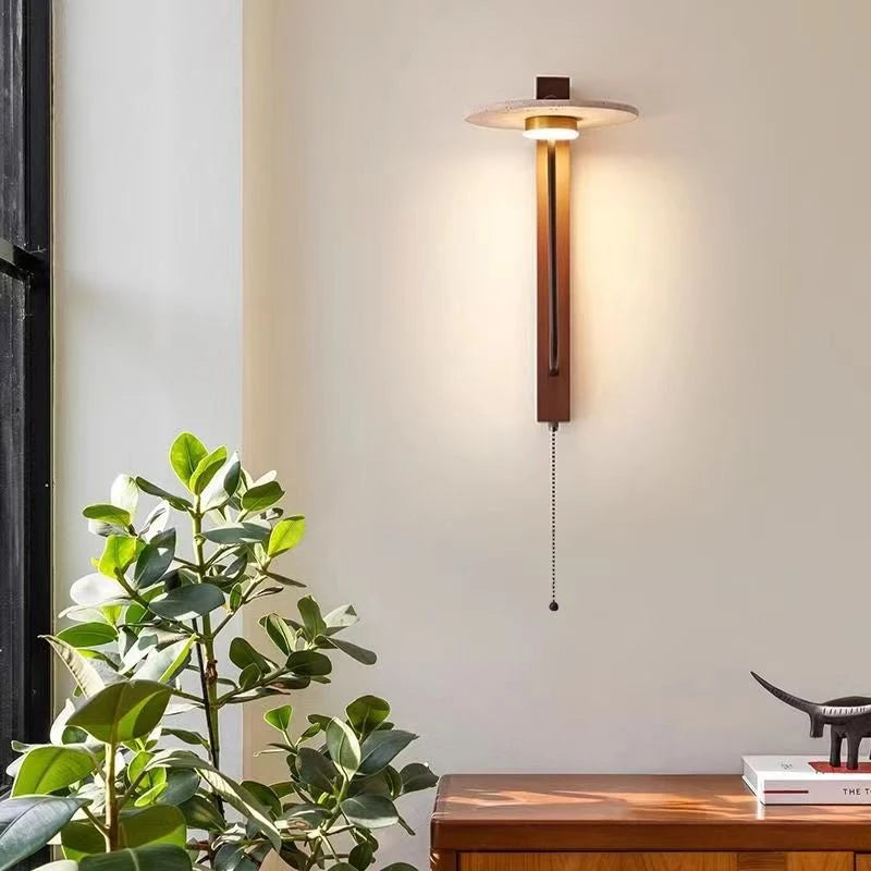 Zen Style Yellow Cave Stone Wall Lamp For Vintage Bedroom Bedside Lamp In Cream Style Designer Living Room Background Wall Lamp