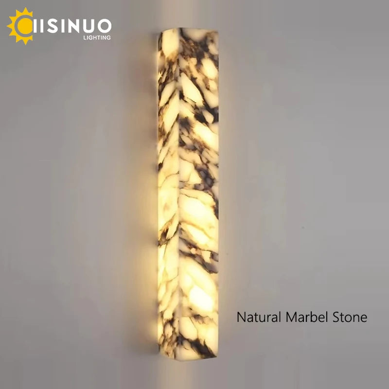 Luxury Natural Marble Wall Lamp Cuboid Style Art Decor Bedroom Wall Light LED Scones for Home Indoor Living room Corridor Stairs
