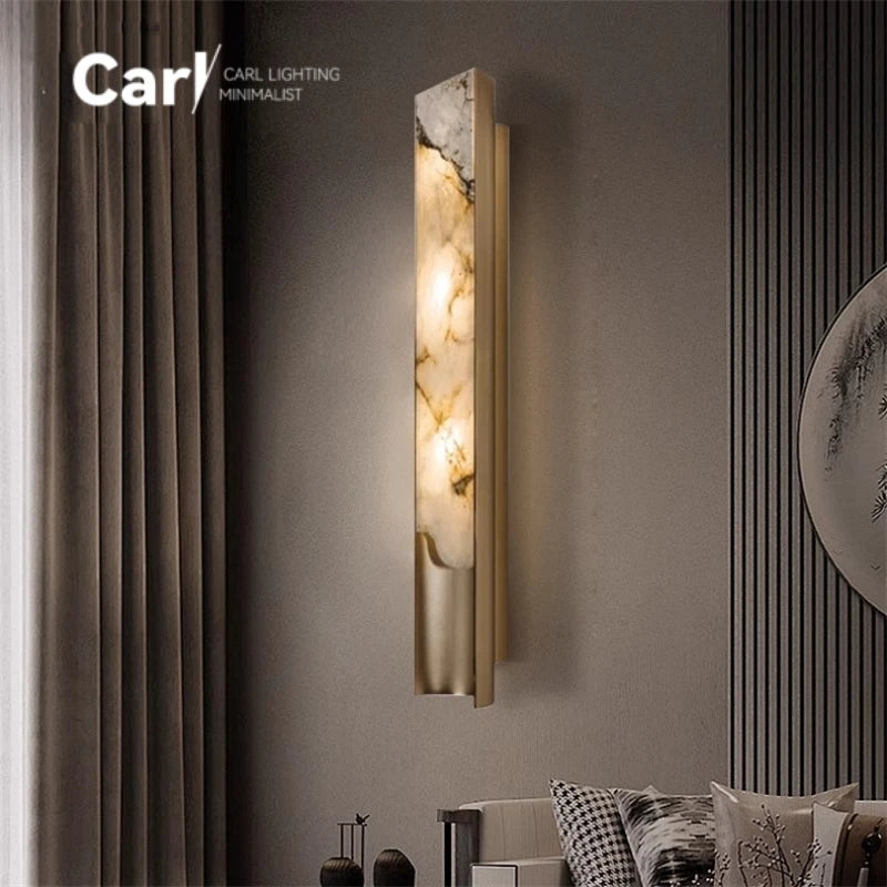 Nordic Luxury Designer Wall Lamp New Chinese Minimalist Exhibition Hall Background Wall Living Room Headboard Marble Lamp