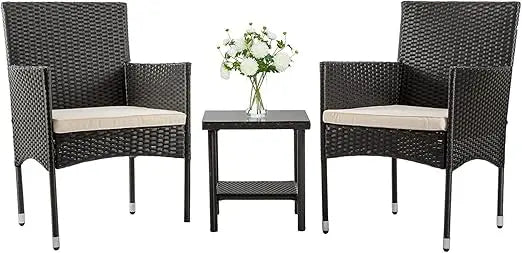 Patio Furniture Sets 5 Pieces Outdoor Wicker Conversation Set Sectional Sofa Rattan Chair for Outdoor Backyard Porch Poolside B