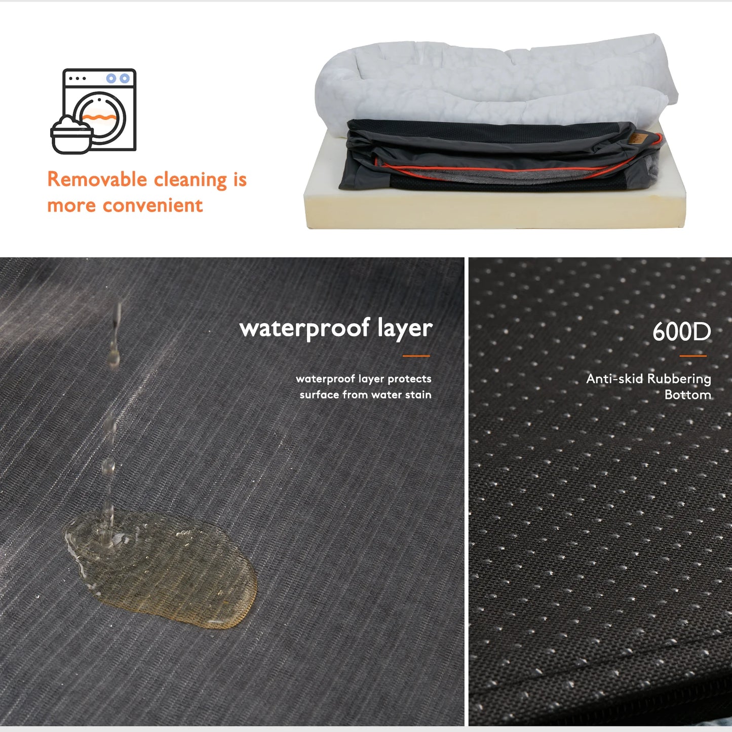 BINGOPAWCN Allergy Safe Dog Bed With Removable Washable Cover Waterproof