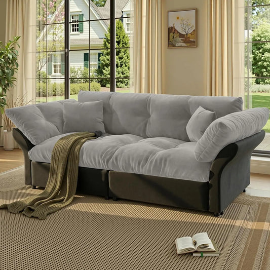 74.8" Queen Pull Out Couch Bed,Velvet Convertible Pull-Out Sofa Bed with Side Pockets,3-in-1 Queen-Size Sleeper, Customized