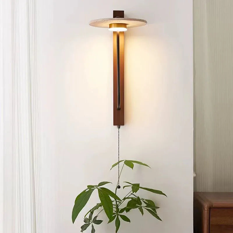 Zen Style Yellow Cave Stone Wall Lamp For Vintage Bedroom Bedside Lamp In Cream Style Designer Living Room Background Wall Lamp