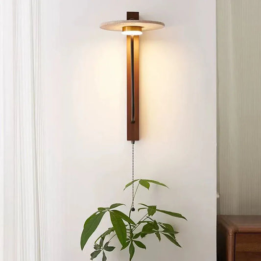 Zen Style Yellow Cave Stone Wall Lamp For Vintage Bedroom Bedside Lamp In Cream Style Designer Living Room Background Wall Lamp