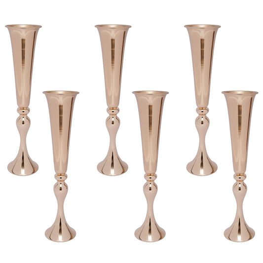 6 PCS Gold Trumpet Vases Wedding Party Props Centerpieces Flower Stand Candle Holder Centerpieces for Table Wedding