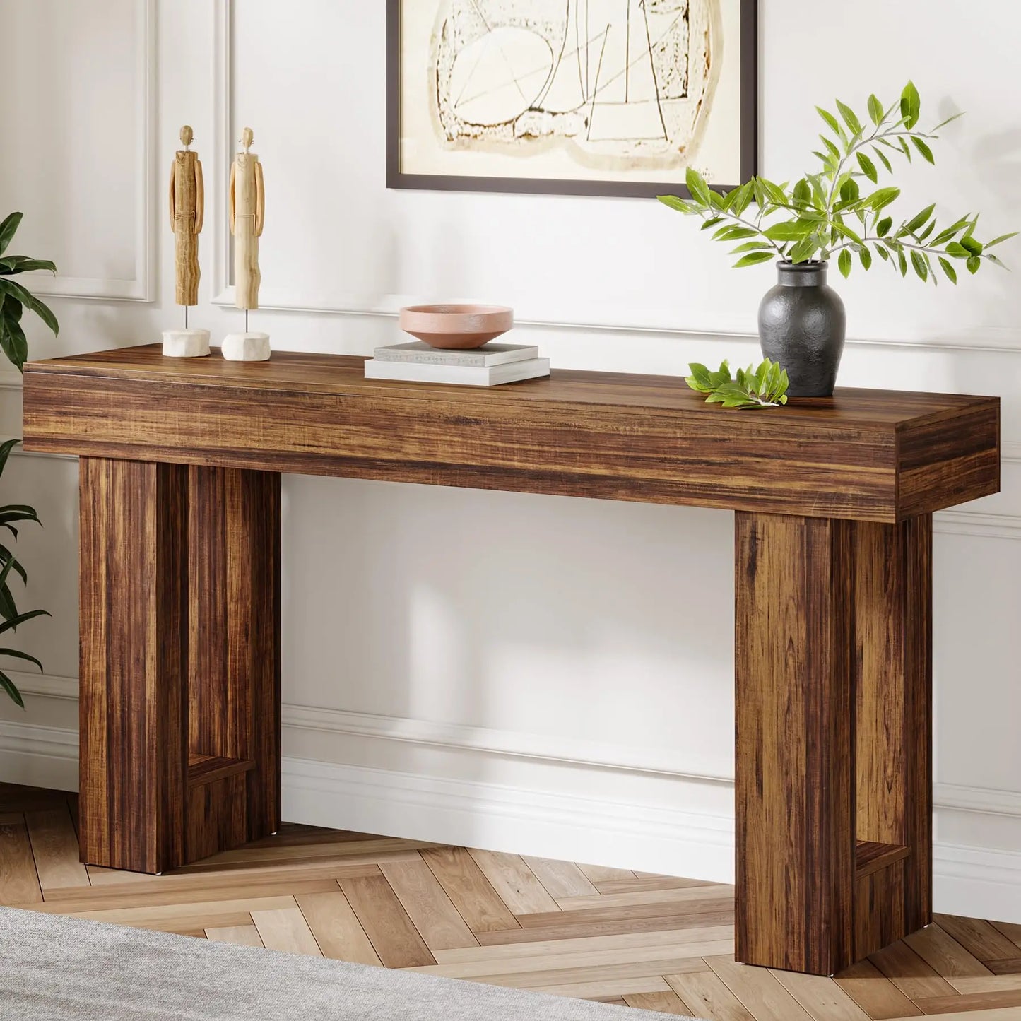 Tribesigns 63-Inch Long Console Table, Farmhouse Wooden Sofa Table Behind The Couch, Narrow Entryway Table for Entrance, Hallway