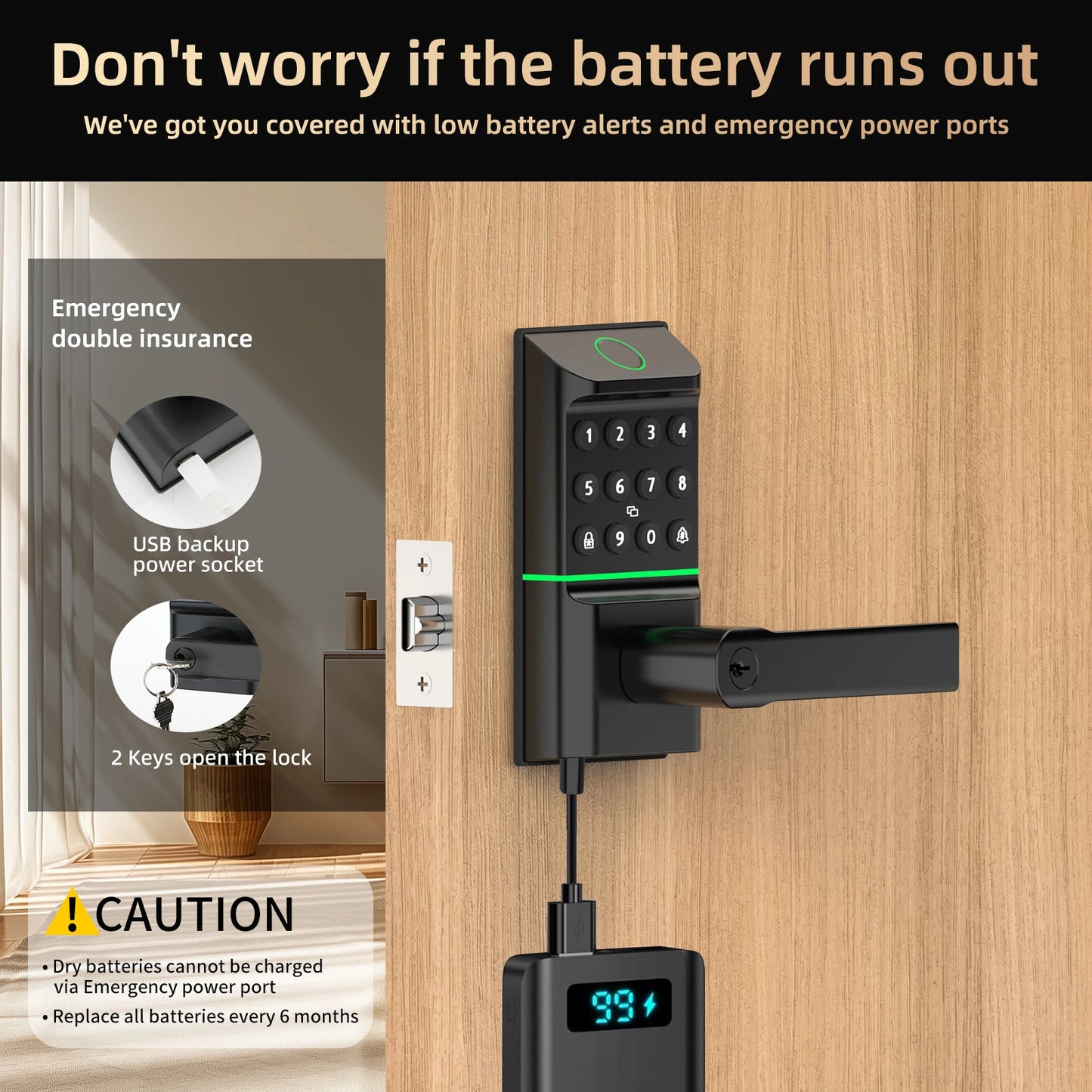 Viladepot Smart Lock Fingerprint Door Lock With Keypad And Bluetooth