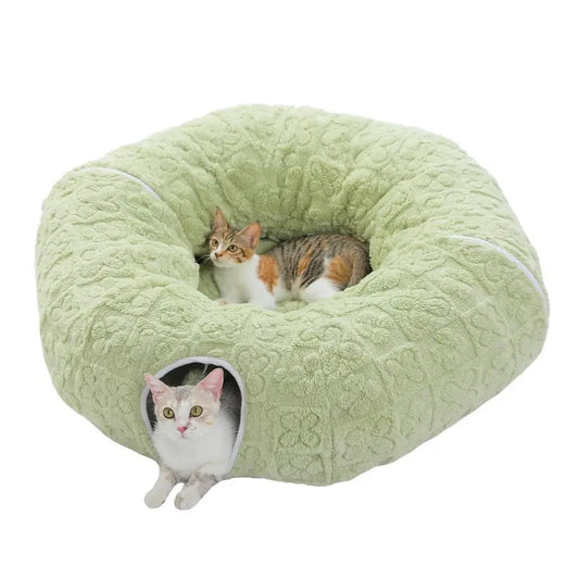 Cat Tunnel Bed 2 In 1 Plush Play Tube For Indoor Cats