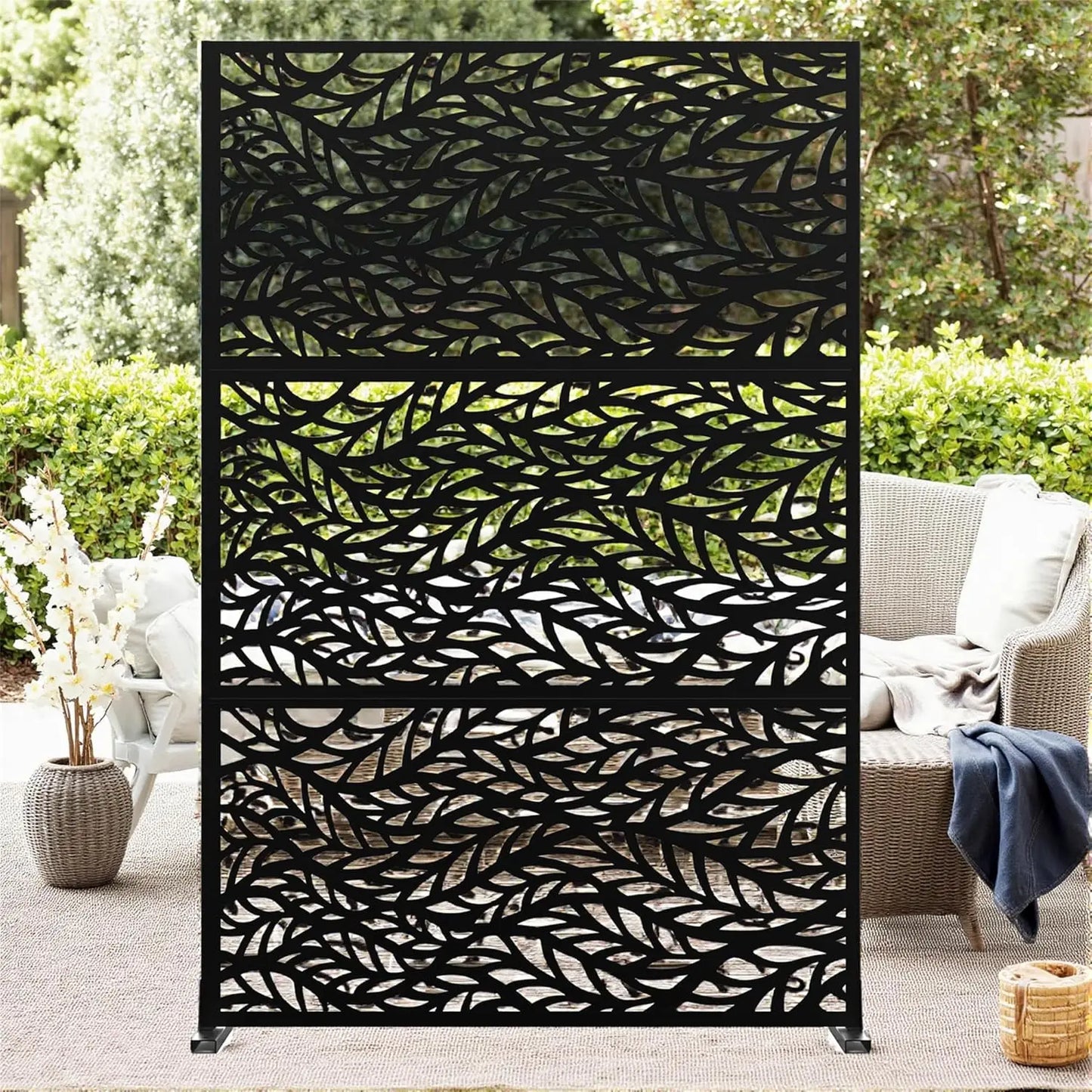 Decorative Garden Privacy Screen with Stand 120x183cm Outdoor Divider Decorative Privacy Panel Fence for Backyard Patio Garden