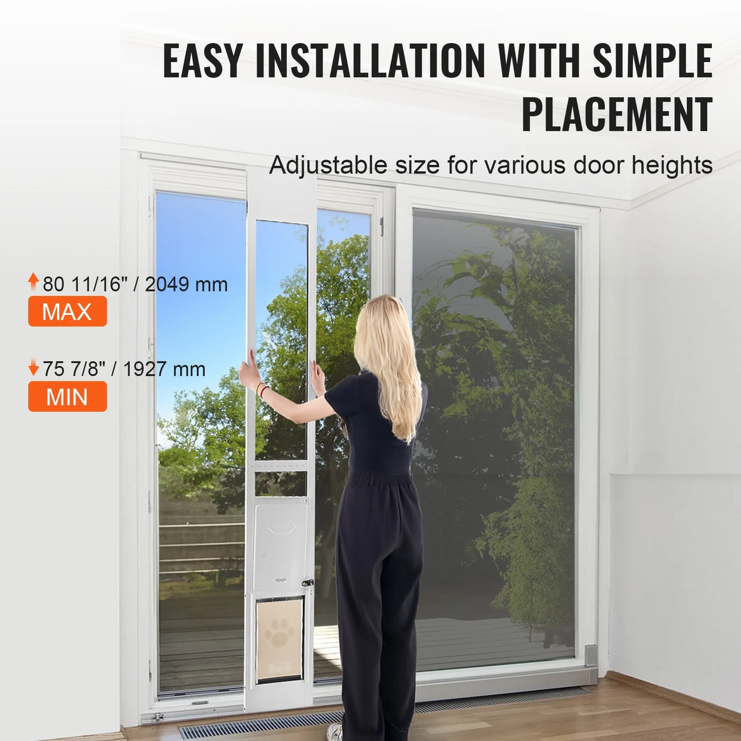 NONEDog Sliding Glass Dog Door With Adjustable Height