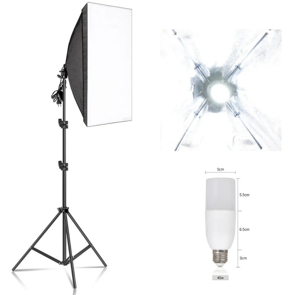 SH 50x70CM Photography Softbox Lighting Kits Professional Continuous Light System Equipment For Photo Studio
