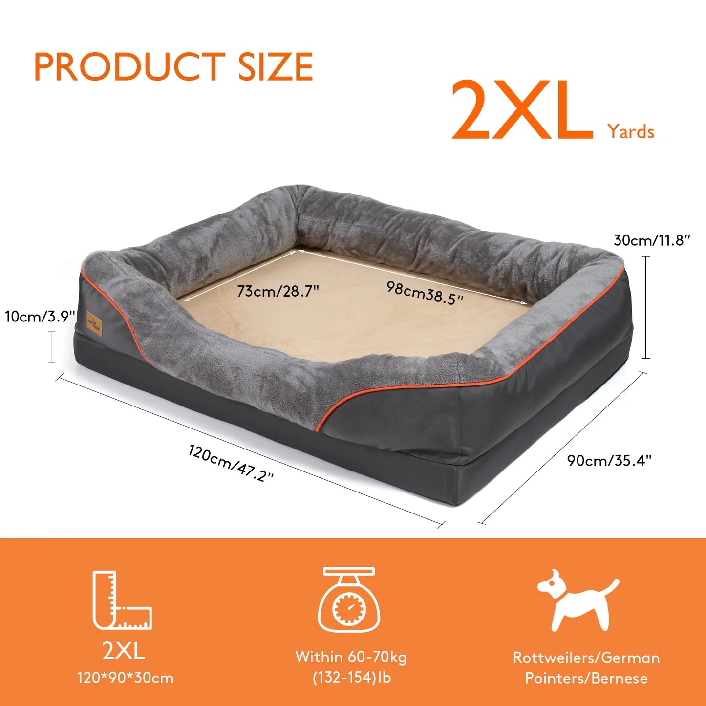 BINGOPAWCN Allergy Safe Dog Bed With Removable Washable Cover Waterproof