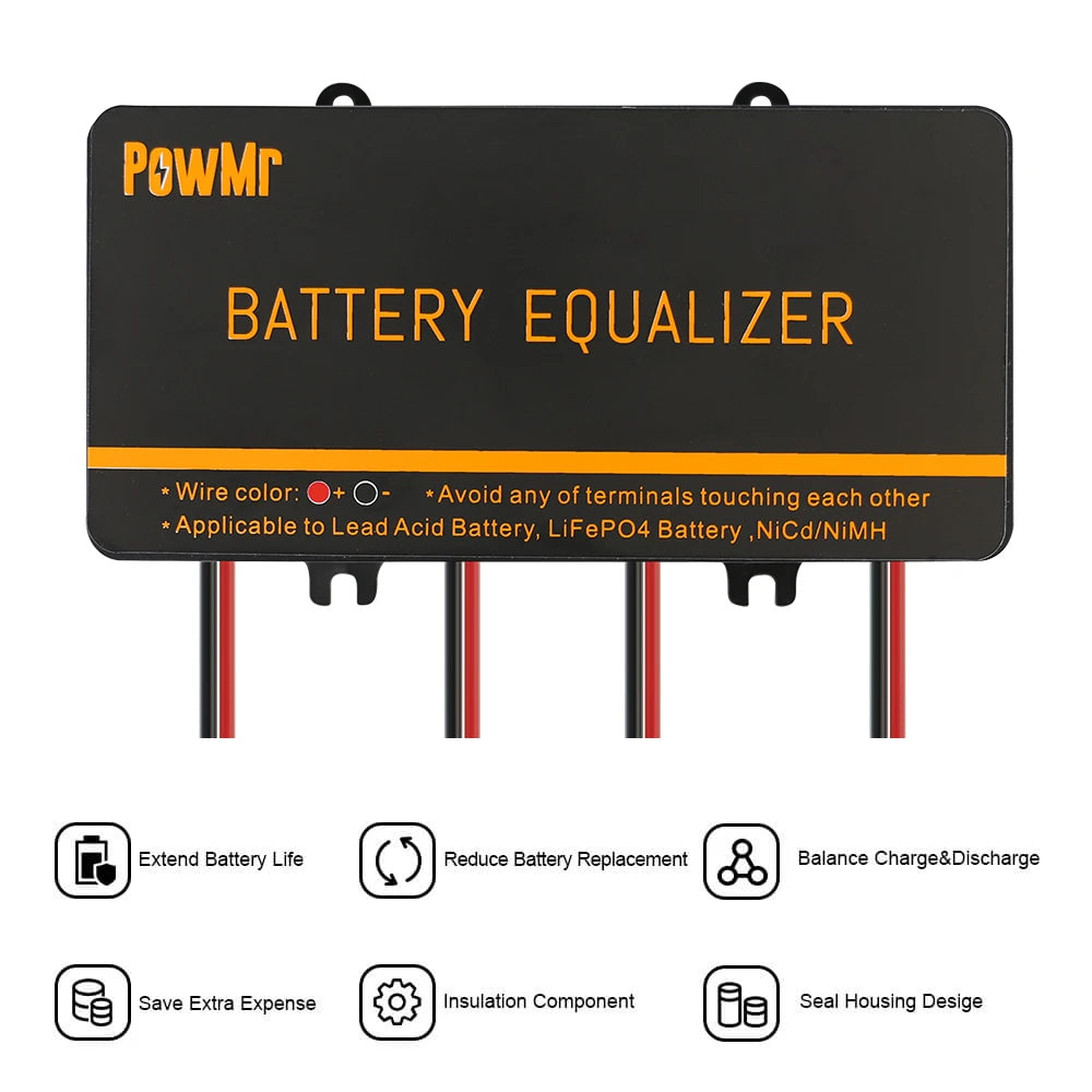 PowMr USA 24V 48V Battery Equalizer Voltage Balancer Equalize Voltage of Power Bank for Lifepo4 Battery to Extend Battery Life