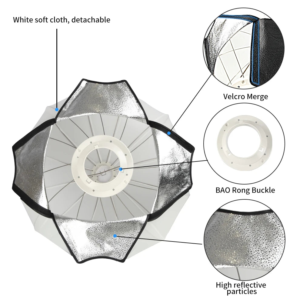 115W Lighting 65cm Globe Lantern Softbox Bowens Mounting Quick Ball Diffuser Soft Light Modifier for Film-Making Video  Flash