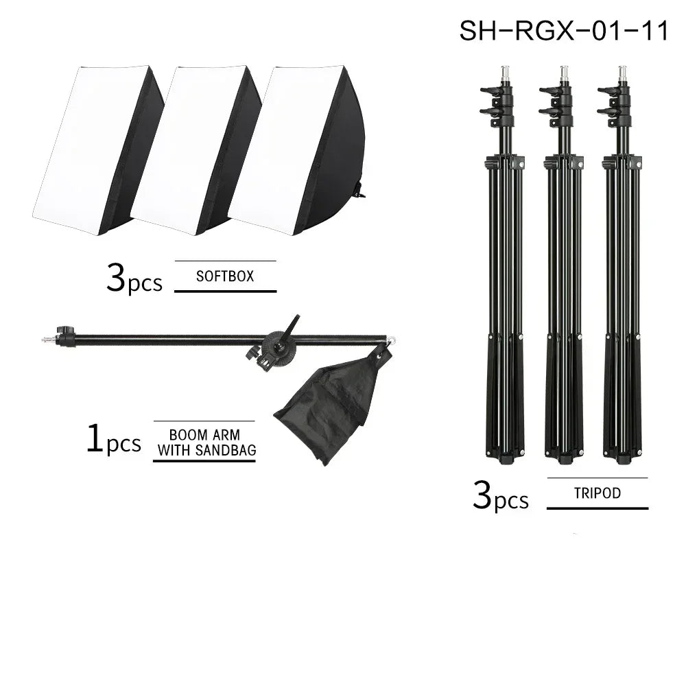 SH 50x70CM Photography Softbox Lighting Kits Professional Continuous Light System Equipment For Photo Studio