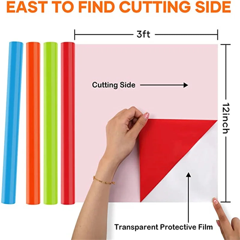 HTVRONT 12 in x 3 FT HTV Heat Transfer Vinyl Iron on Vinyl Easy to Use Heat Transfer Vinyl for T Shirts, HTV Vinyl Bundle