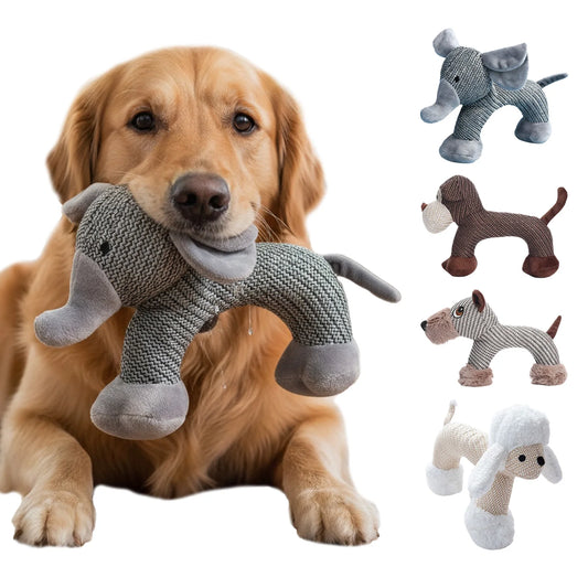 Interactive Squeak Puppy Toy Bite Resistant Cute Animal Shape Plush Linen Toy Dogs Accompanying Plush Doll Pets Supplies