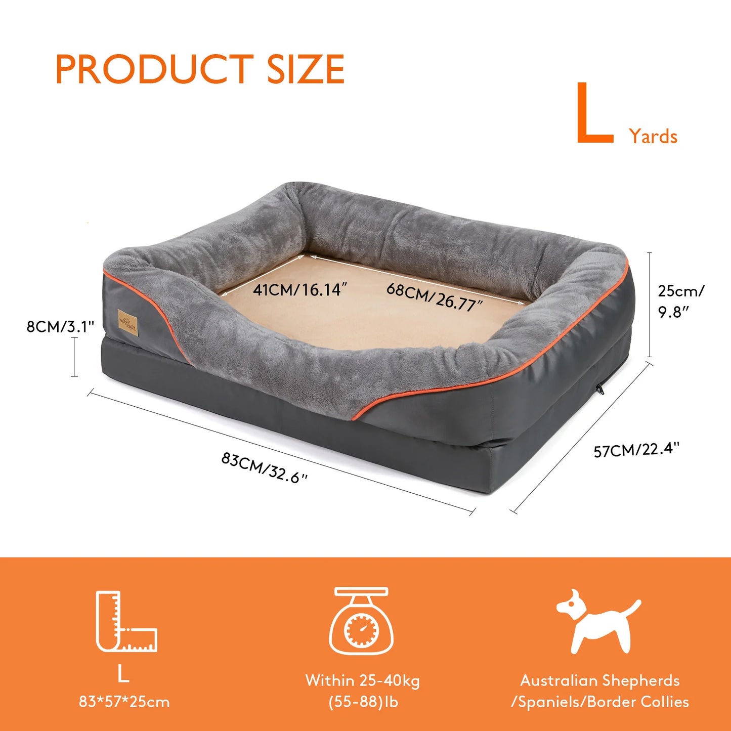 BINGOPAWCN Allergy Safe Dog Bed With Removable Washable Cover Waterproof