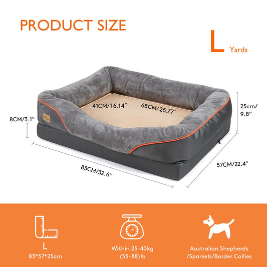 BINGOPAWCN Allergy Safe Dog Bed With Removable Washable Cover Waterproof