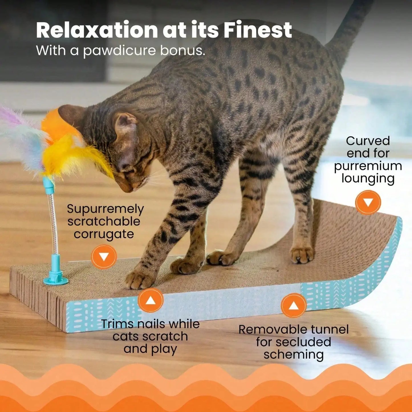 Detachable Cat Tunnel Toy With Cat Scratching Board And Feather Toy, Multi-Functional Cat Hole