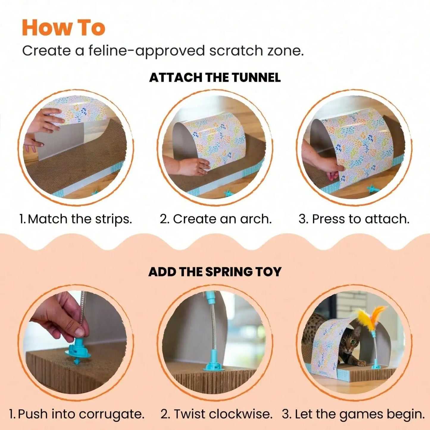 Detachable Cat Tunnel Toy With Cat Scratching Board And Feather Toy, Multi-Functional Cat Hole